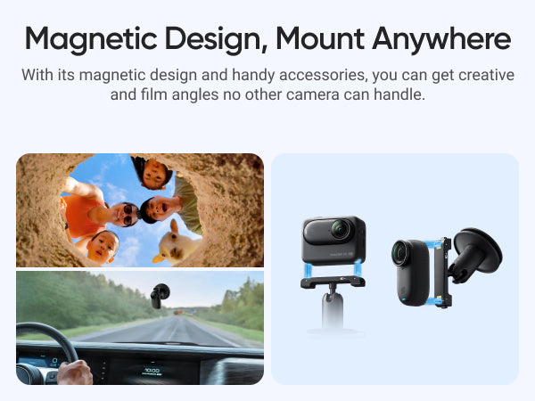 Insta360 GO 3S 128 Go - Mini caméra 4K portable, prises de vue POV à main levée, fixation partout, stabilisation, autonomie de 140 minutes, étanche jusqu'à 10 m, montage par IA, Apple Find My, noir, pour vlogs, voyages et activités de plein air