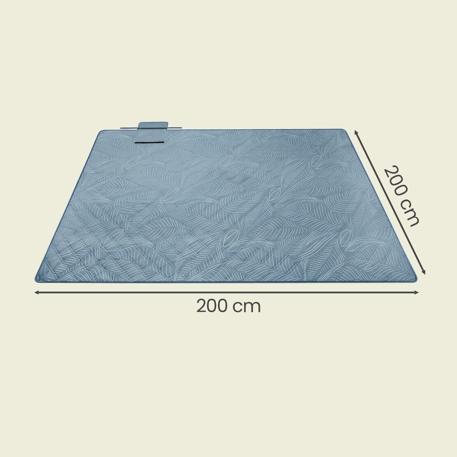 JOYFURNOS Couverture de Pique-nique, 200 x 200 cm, 4 Piquets de Sol, Hydrofuge, Lavable, Pliable, Bleu avec Motif