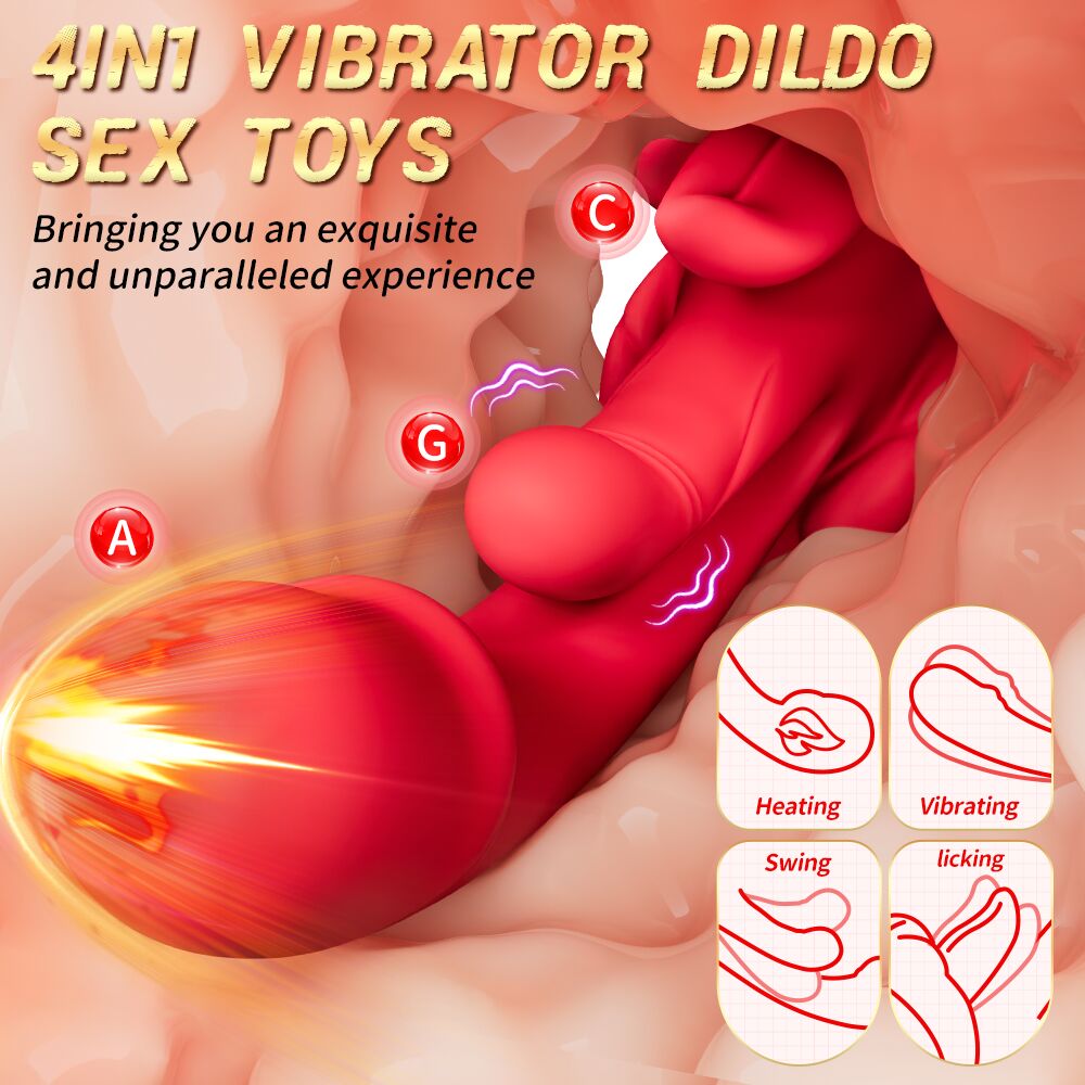 AAV 3-in-1 Zungen-Vibrator Sexspielzeug für Frauen, 23,1 cm, 1 Stück, Rot-Weiß, mit 10 Zungen-Leck-Modi, 5 Schwing-Modi & Heizfunktion, IPX6 wasserdicht, leise & wiederaufladbar