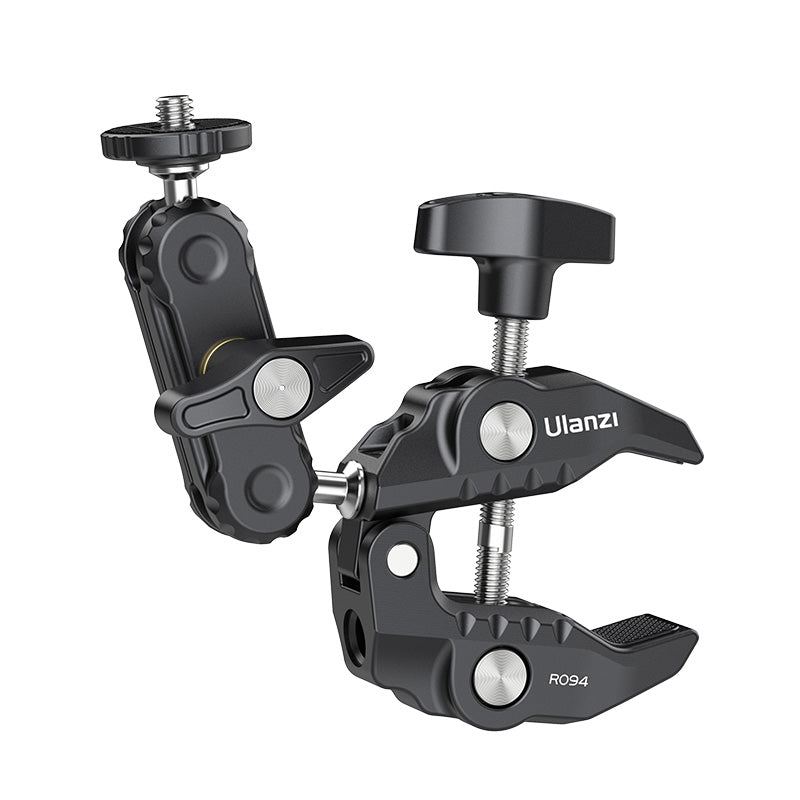 Ulanzi R094 Super pince crabe avec double rotule 360°, Bras magique avec filetage 1/4"-20 et 3/8"-16, Support pour appareils photo, éclairages vidéo LED et systèmes de stabilisation (Ronin-M/MX, MOVI)