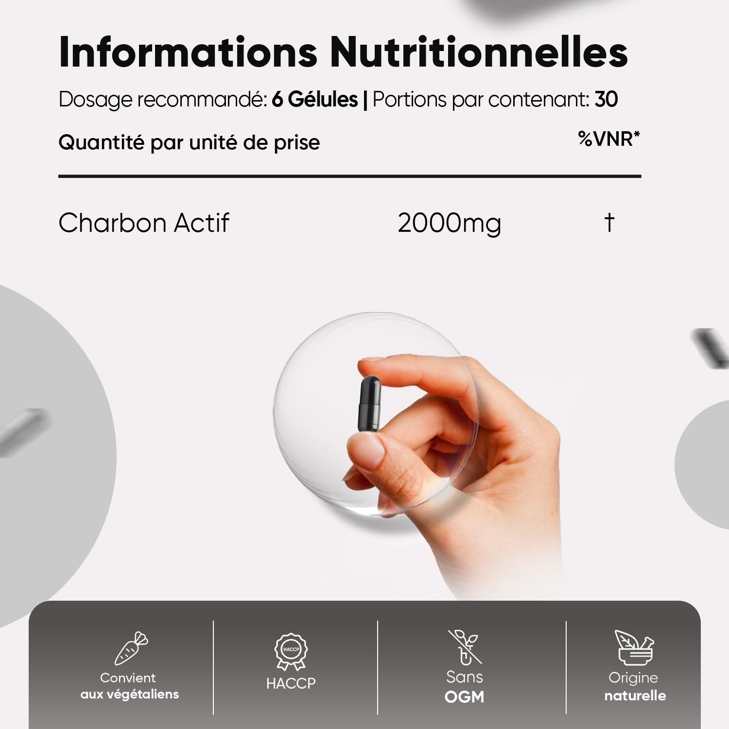 WeightWorld Charbon actif 2000 mg - 180 gélules