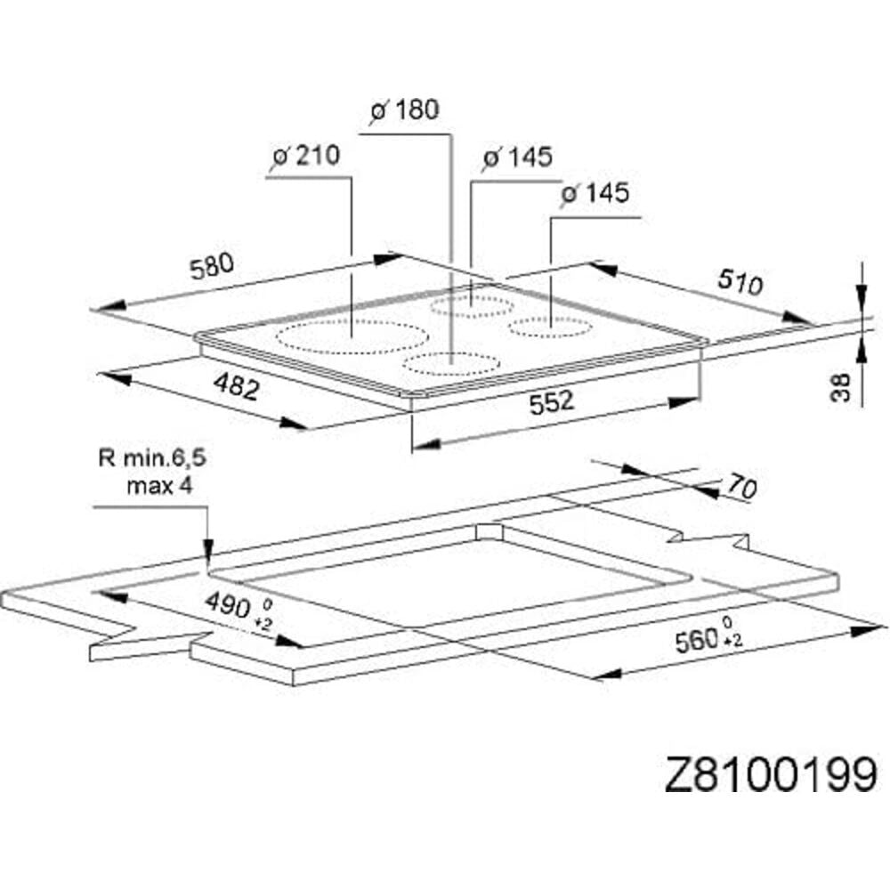Whirlpool AKT 801-NE Plaque de cuisson vitrocéramique 4 zones - Noir