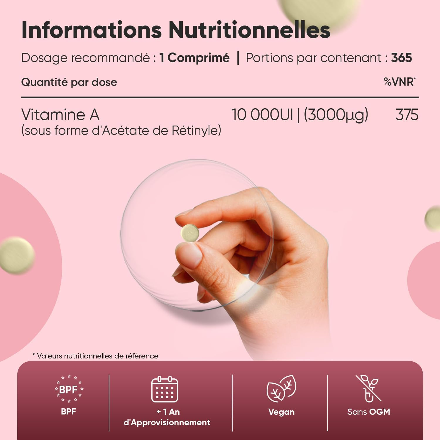 WeightWorld Vitamin A 10000 IE Hochdosiert / Vitamine A 10000 UI (365 Comprimés)