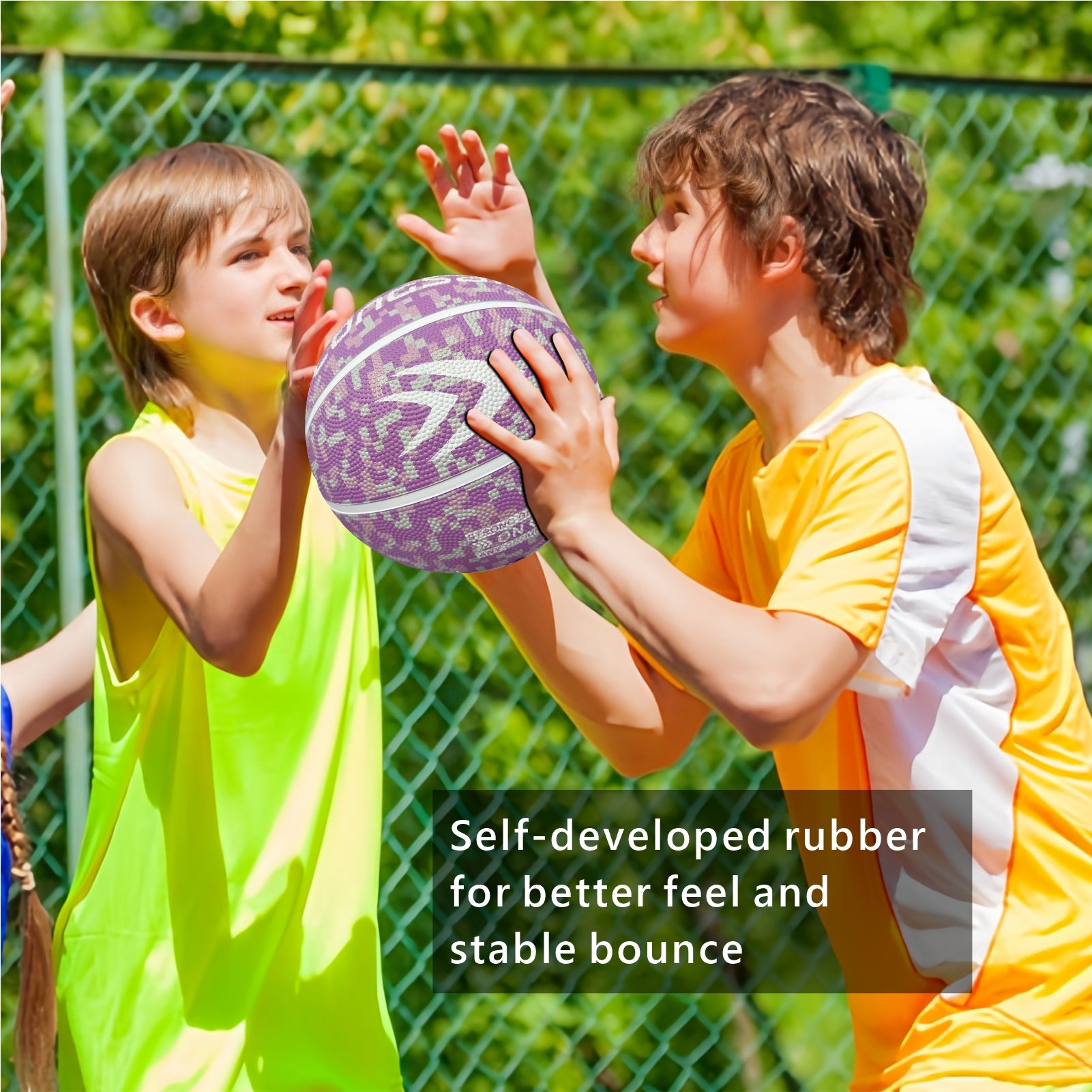 LONGSAIL Ballon de basket-ball en caoutchouc haute qualité 27,5 po Taille 5# Rose lavande