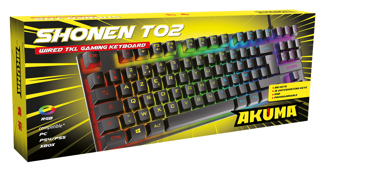 Akuma clavier gaming shônen t02 tkl 88 touches retroeclaire membrane