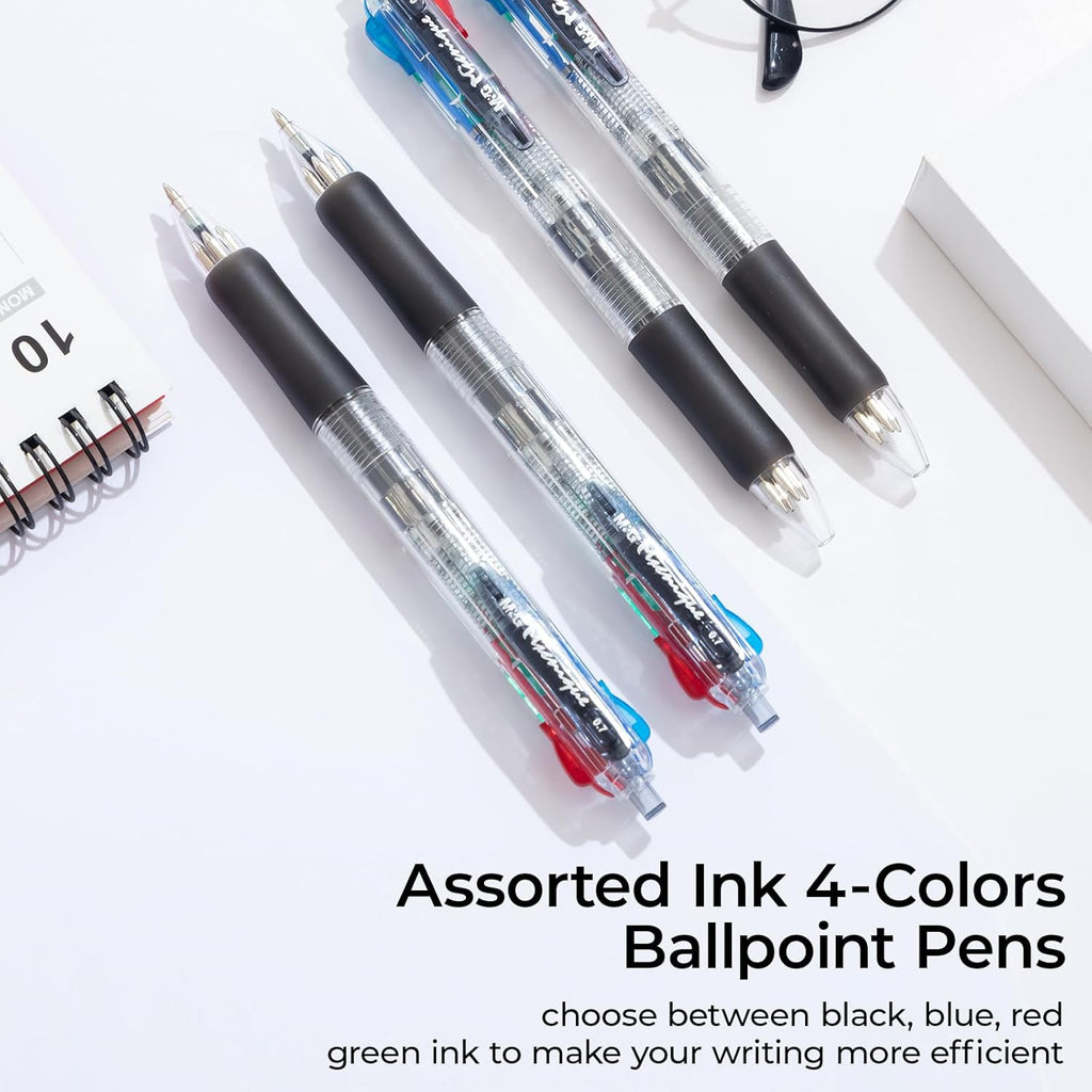 M&G Lot de 12 stylos à bille rétractables 4 couleurs et pointe fine 0,7 mm