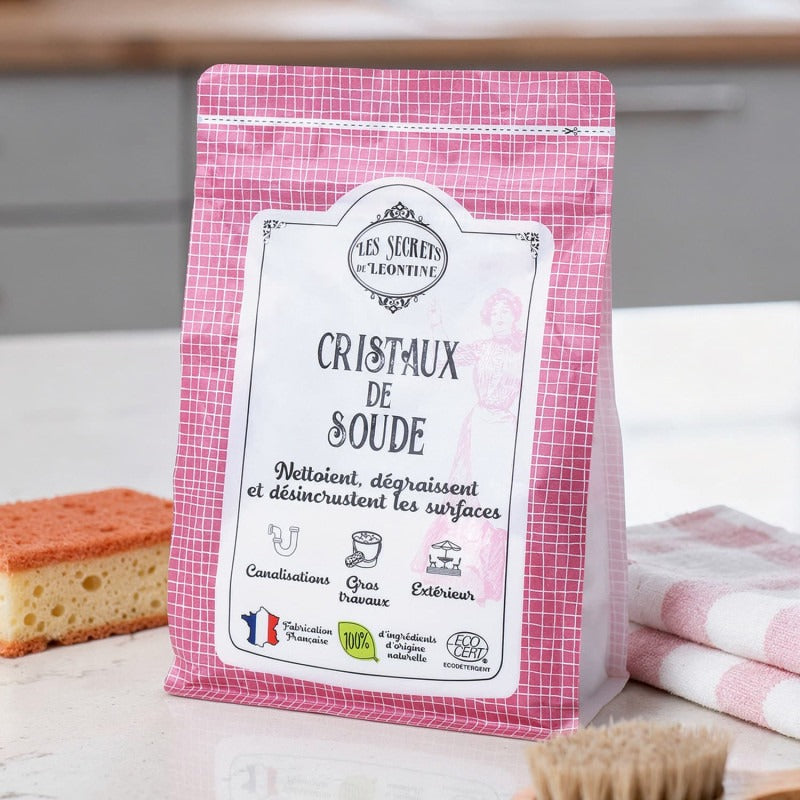 LES SECRETS DE LEONTINE Cristaux de soude poudre nettoyante Ecocert dégraissante 500 g
