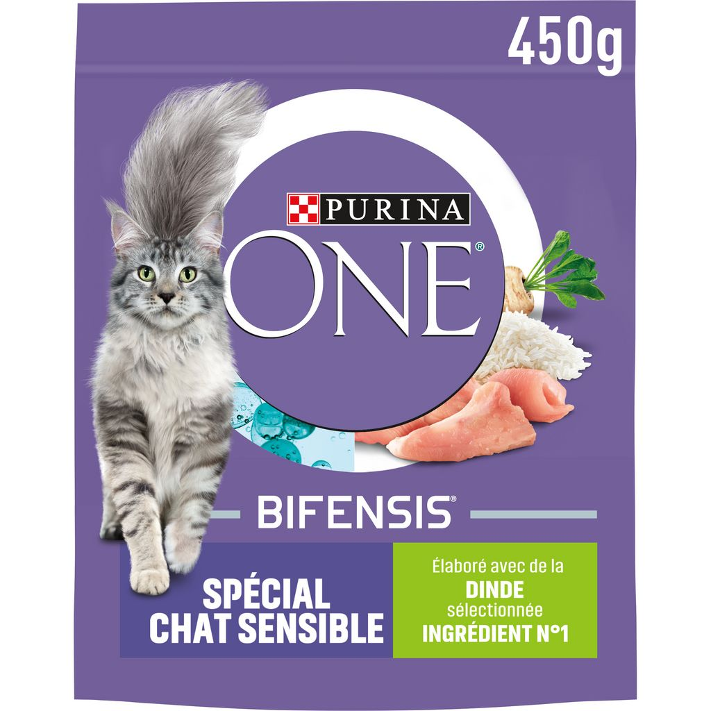 Purina Aliment sec pour chat à la dinde Sensitive 450 g 1 sachet