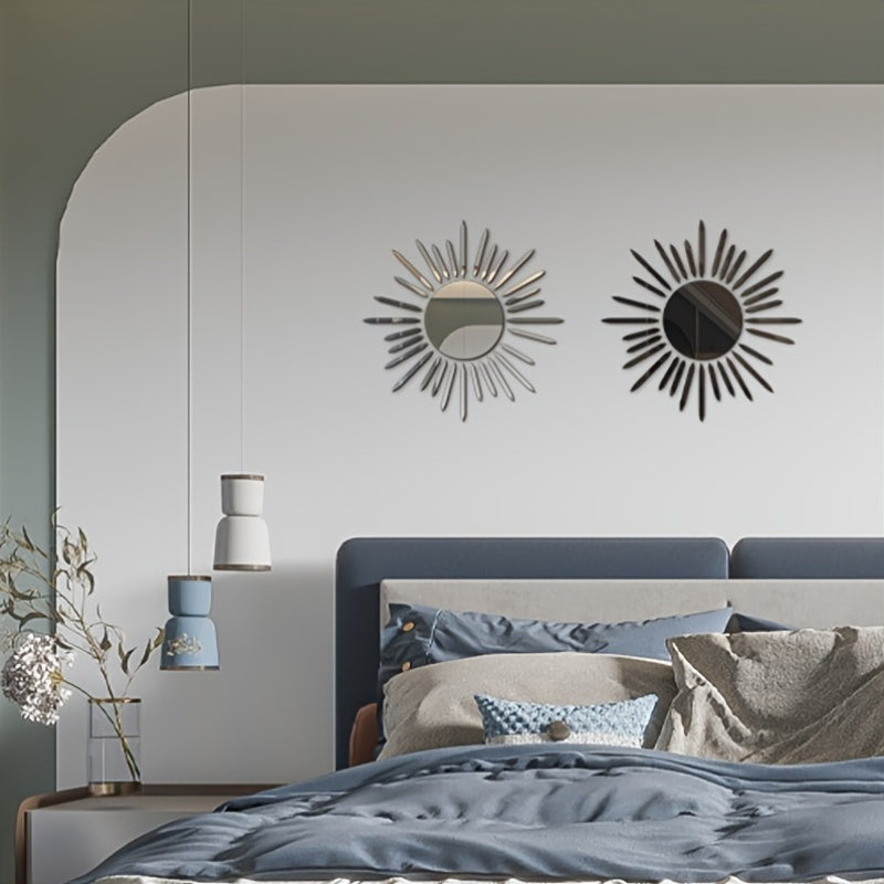 WhereHike Lot de 37 autocollants miroir en PVC Motif lever de soleil et lignes métalliques minimalistes Argent
