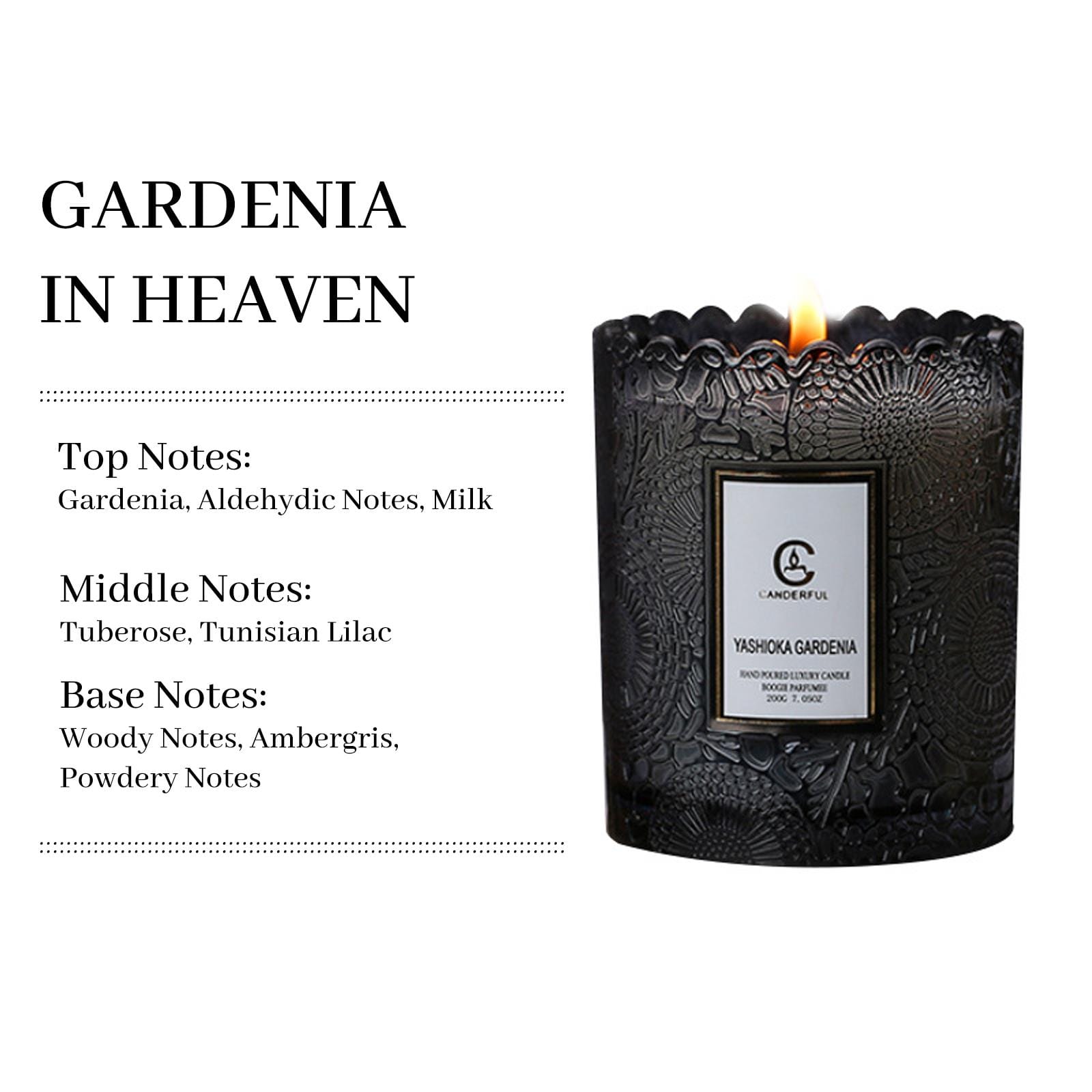 Zooly Bougie parfumée à bordure dentelée senteur Heavenly Gardenia - 200 g