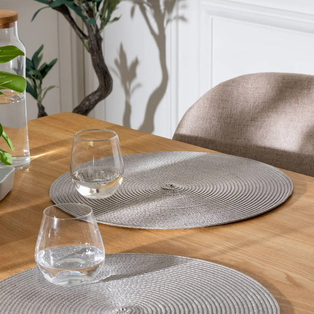 Set de table tressé diam 38 cm gris clair