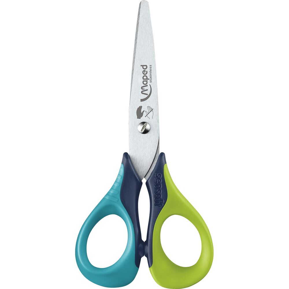 Maped Sensoft Ciseaux Ergonomiques – 13 cm, 2 Paires, Anneaux Souples, Lames en Acier Inoxydable
