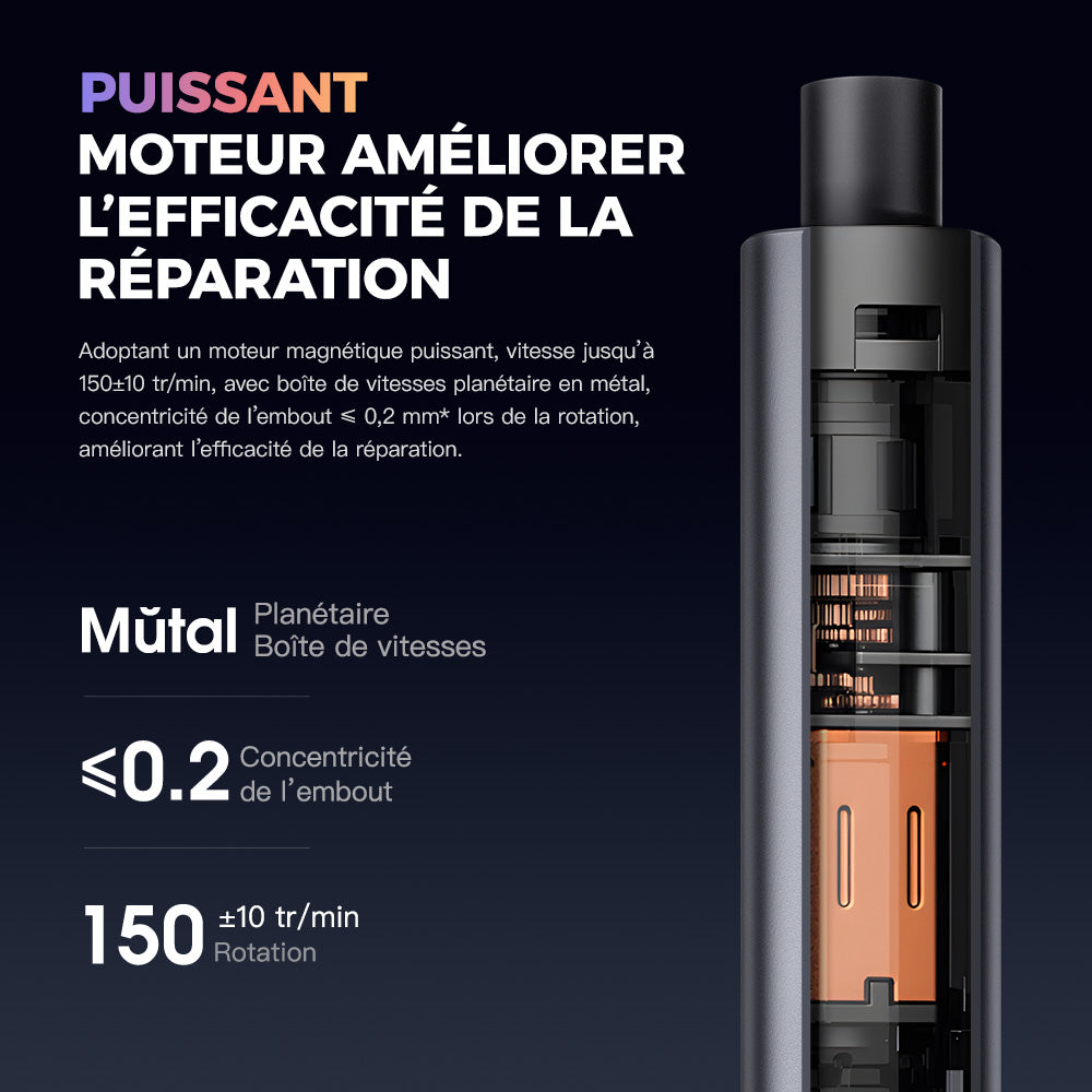 EasyWox 57-en-1 Kit de tournevis électrique avec batterie Lithium 500 mAh, 52 embouts, charge rapide en 90 minutes, couple 0.1-0.35N.M, utilisation continue de 1 heure et boîte de rangement magnétique