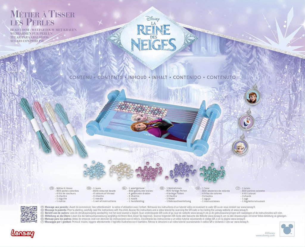 DISNEY LA REINE DES NEIGES - Kit Créatif Enfants avec Métier à Tisser, Perles, Fils et Charms Anna & Elsa