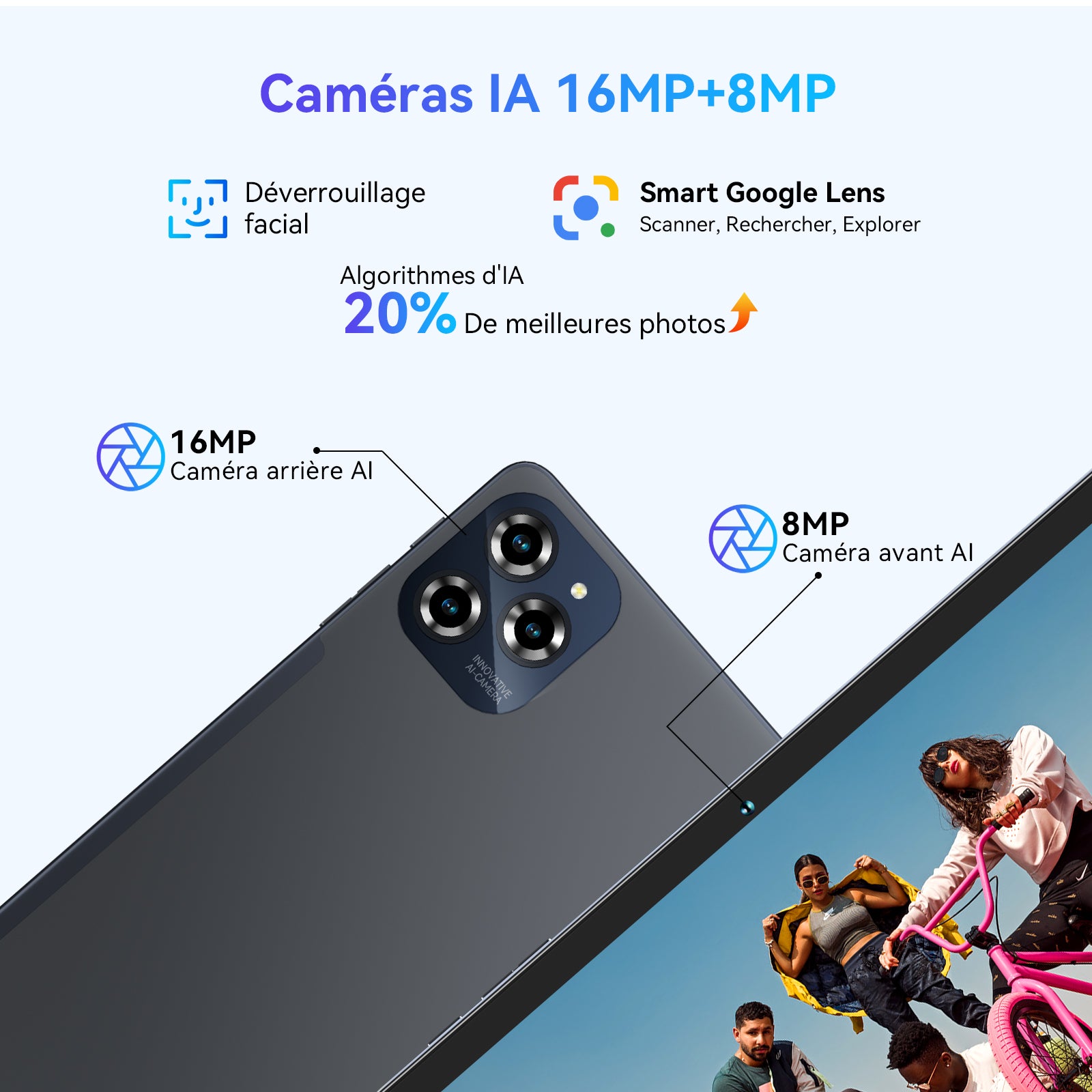 TABWEE W90 Tablette 11 pouces, Android 16, double carte SIM 4G + 5G, Wi-Fi, processeur octa-core avec IA, 24 Go (8 + 16) de RAM + 256 Go de ROM (carte TF jusqu'à 2 To), batterie de 8 000 mAh avec recharge rapide 18 W, appareils photo 8 Mpx + 16 Mpx,