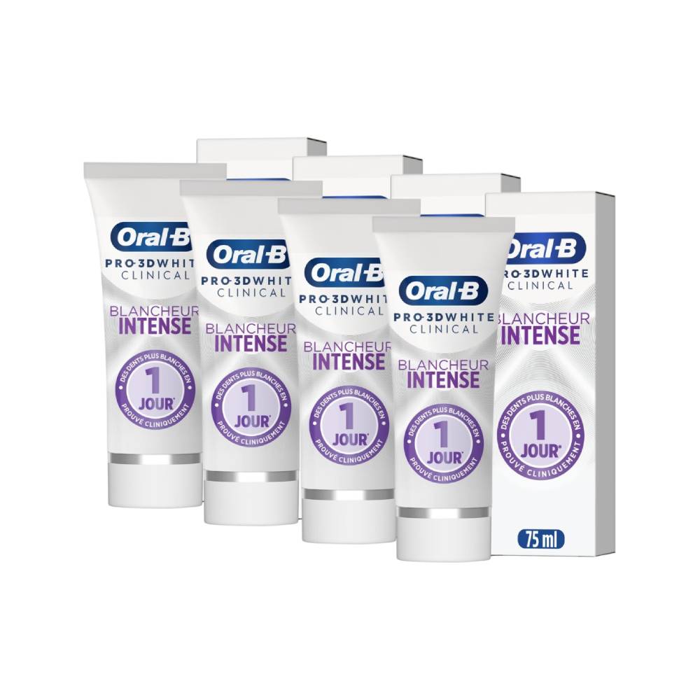 Oral B 3D White Clinical Toothpaste Radiant White 75 ml - Pack of 4 (4 x 75ml = 4 tubes)