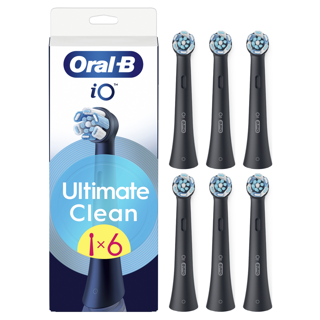 Oral-B iO Ultimate Clean Noir - Brossettes de Rechange Originales pour Brosse à Dents Électrique - Nettoyage Profond - Pack de 6
