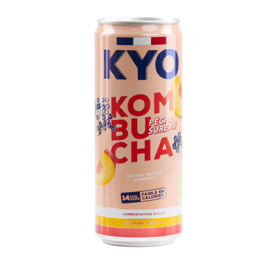 Kyo Kombucha bio pêche et baies de sureau 33 cl