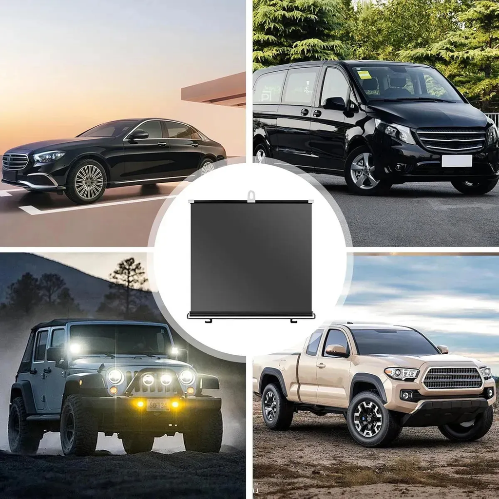 HELLO LEIBOO Store enrouleur de protection solaire rétractable pour vitre de voiture 58 x 125 cm, protection UV, isolation thermique, rideau de protection solaire auto-enrouleur