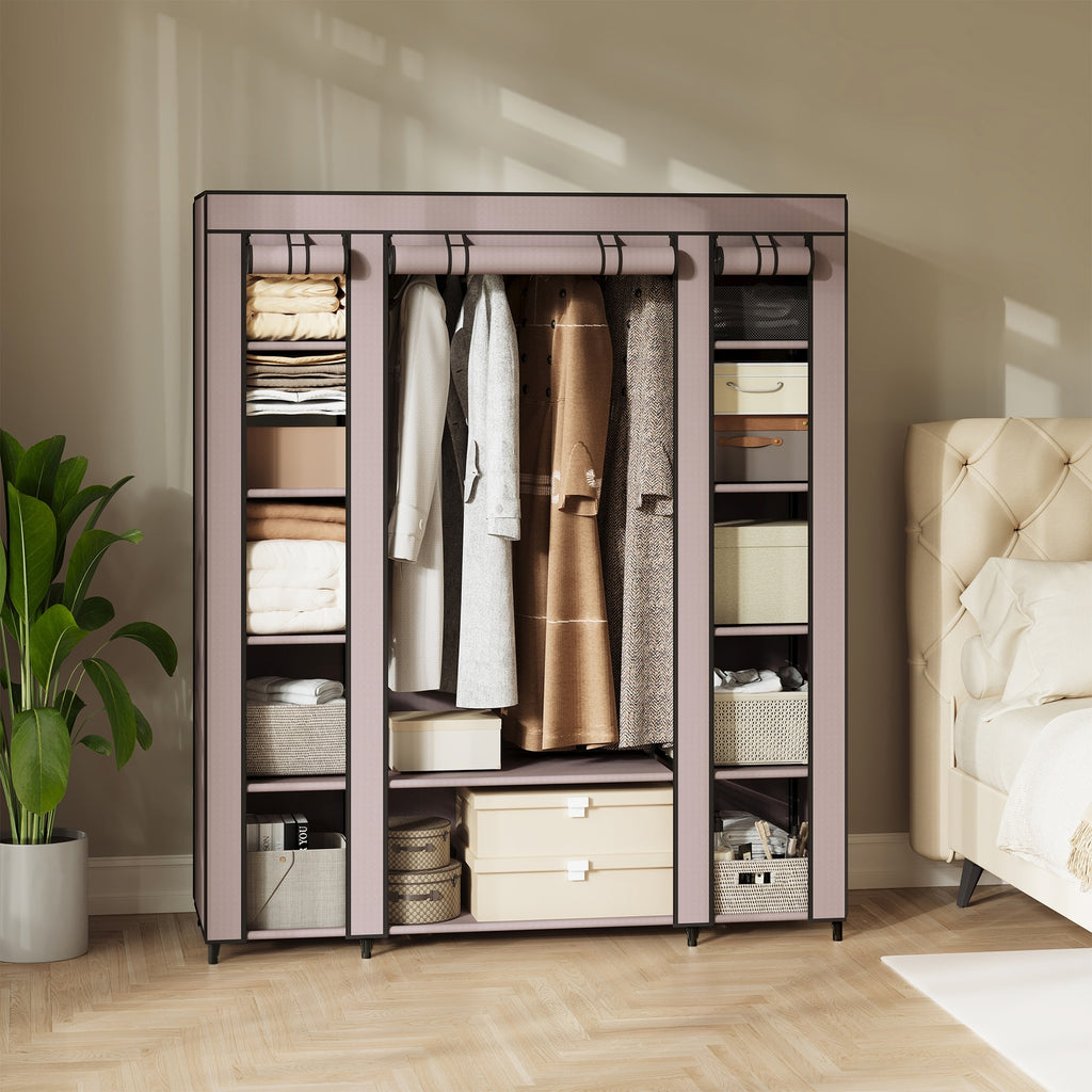 JOYFURNOS Armoire de dressing, armoire portable pour chambre, tringle à vêtements avec housse en tissu, organisateur de rangement pour vêtements, 150 x 45 x 175 cm, violet