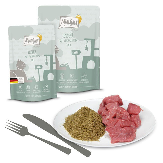 [Peut être servi frais pour l'été] MjAMJAM Nourriture humide premium pour chat au veau - 12 x 125 g