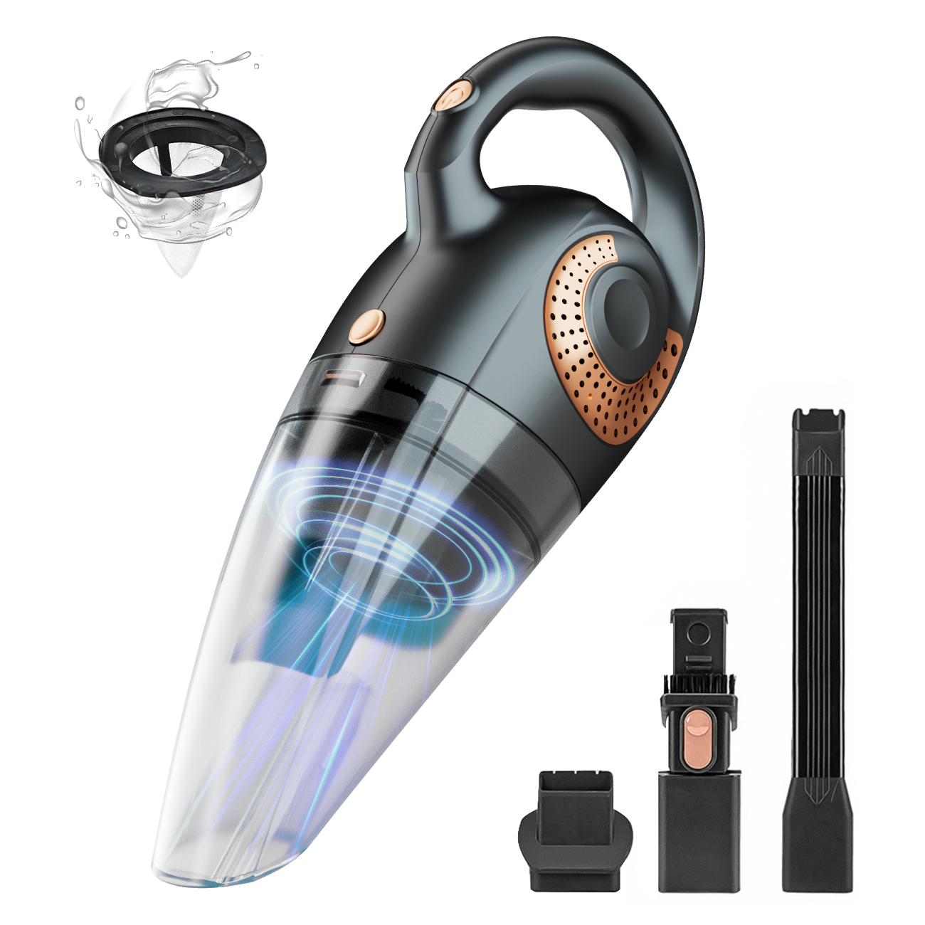 ATSHARK Aspirateur à Main Sans Fil Rechargeable, Puissance d'Aspiration 6000 Pa, Autonomie de 30 min Aspirateur Silencieux pour Voiture/Maison/Animaux, XL-620B