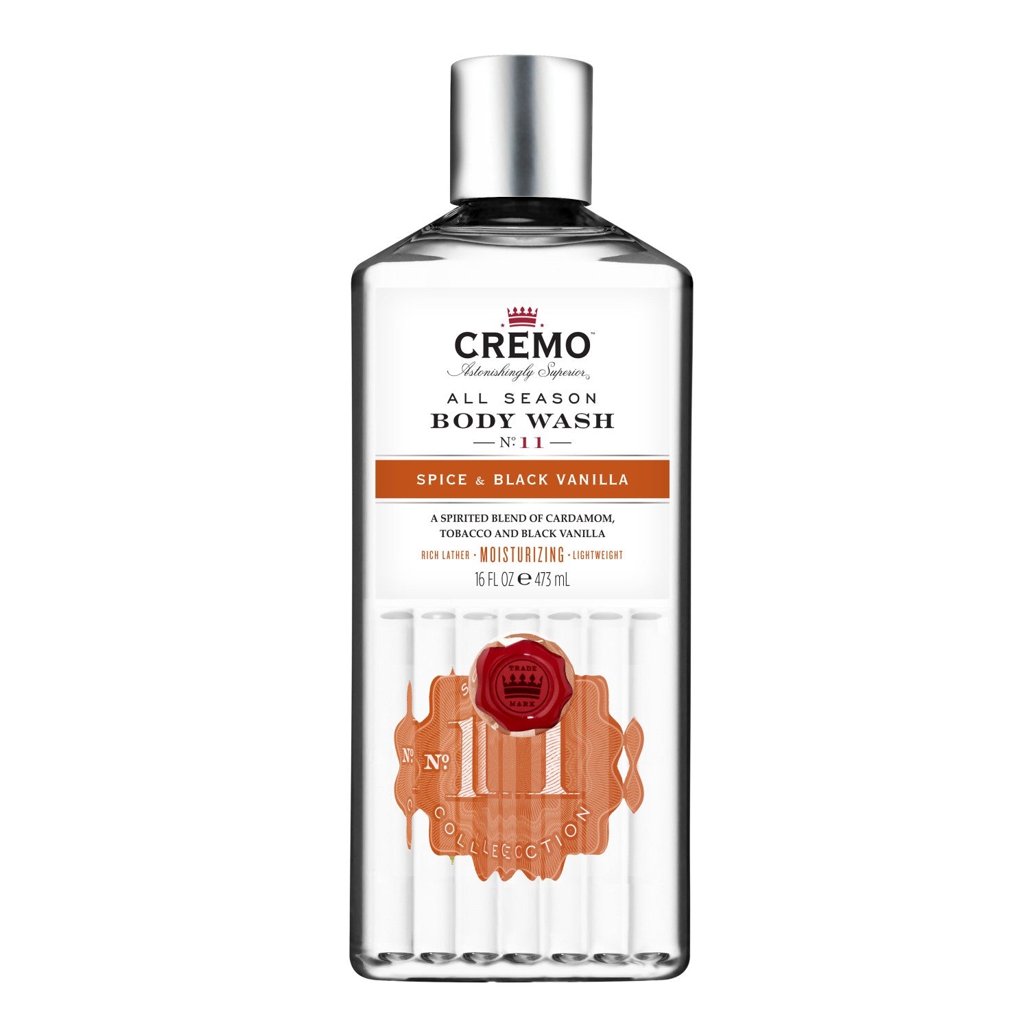 CREMO Épices & Vanille Noire - Gel Douche - Parfum Épicé & Suave - 473 ml