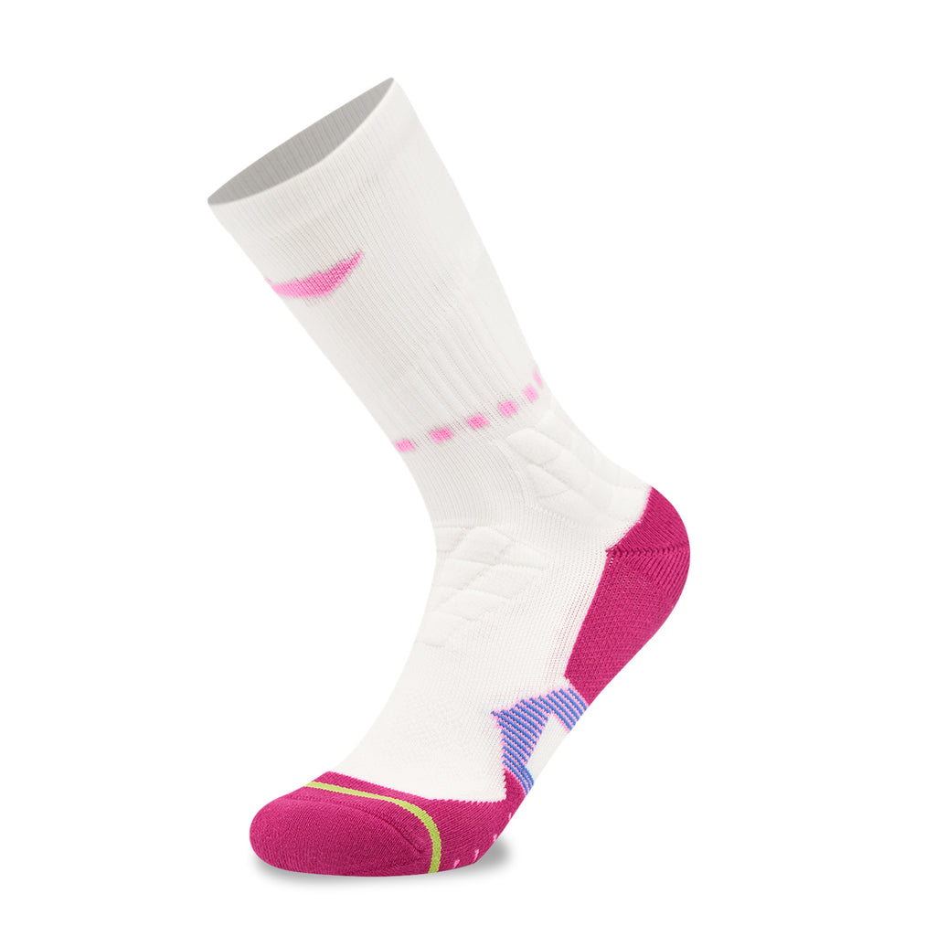 LI-NING Chaussettes mi-longues de basket-ball résistantes, confortables et respirantes blanc/rose vif/vert prairie fluo XL