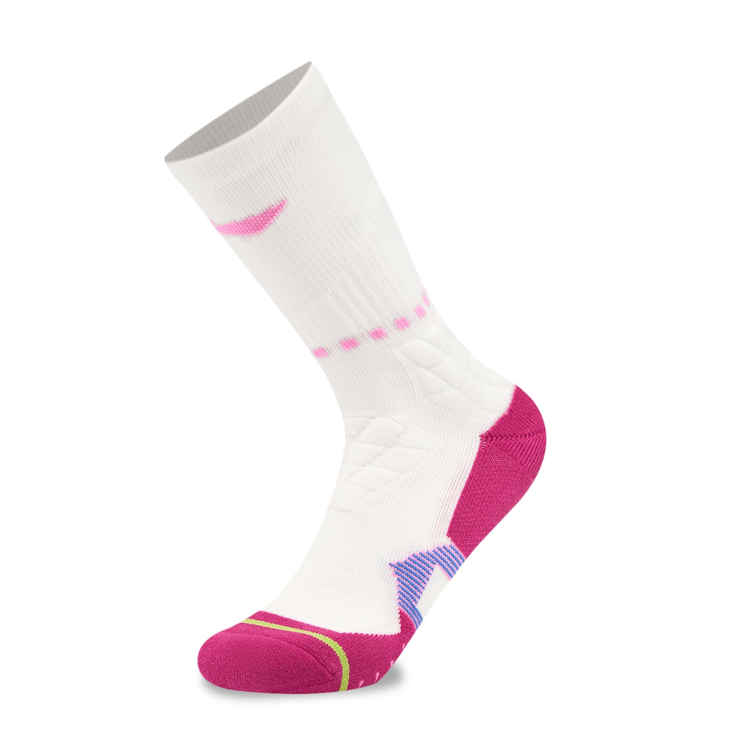 LI-NING Chaussettes mi-longues de basket-ball résistantes, confortables et respirantes blanc/rose vif/vert prairie fluo XL