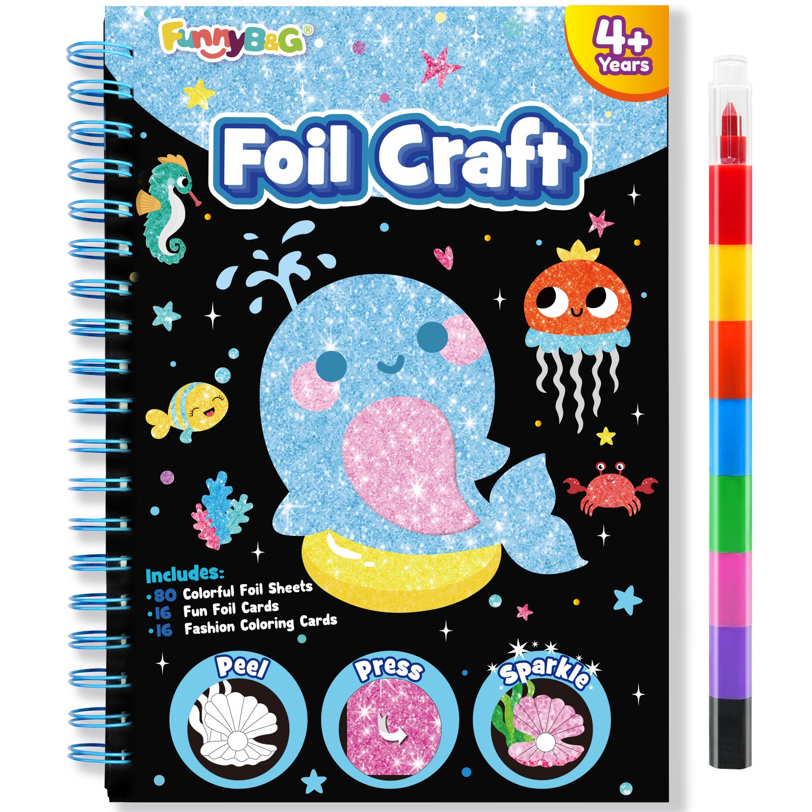 Kit de loisirs créatifs art de la feuille série Océan, 1 ensemble, activité DIY sans bavure, jouet de voyage, cadeau d'anniversaire pour enfants de 4 à 9 ans