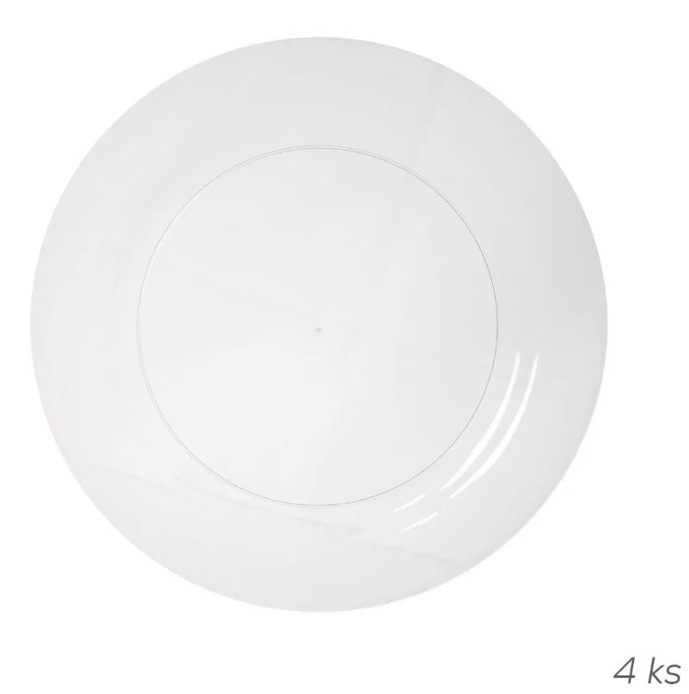 Assiette en plastique - Transparente - 23 cm - Lot de 4