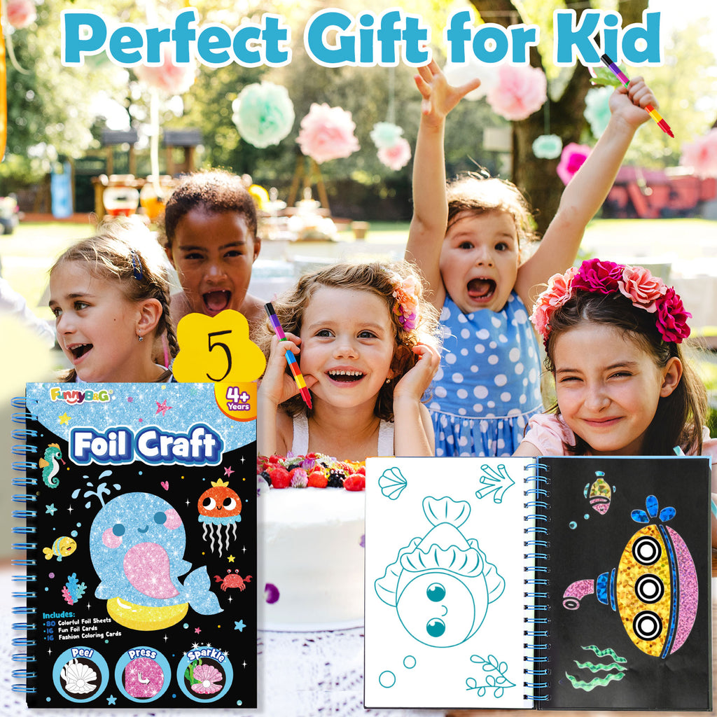Kit de loisirs créatifs art de la feuille série Océan, 1 ensemble, activité DIY sans bavure, jouet de voyage, cadeau d'anniversaire pour enfants de 4 à 9 ans