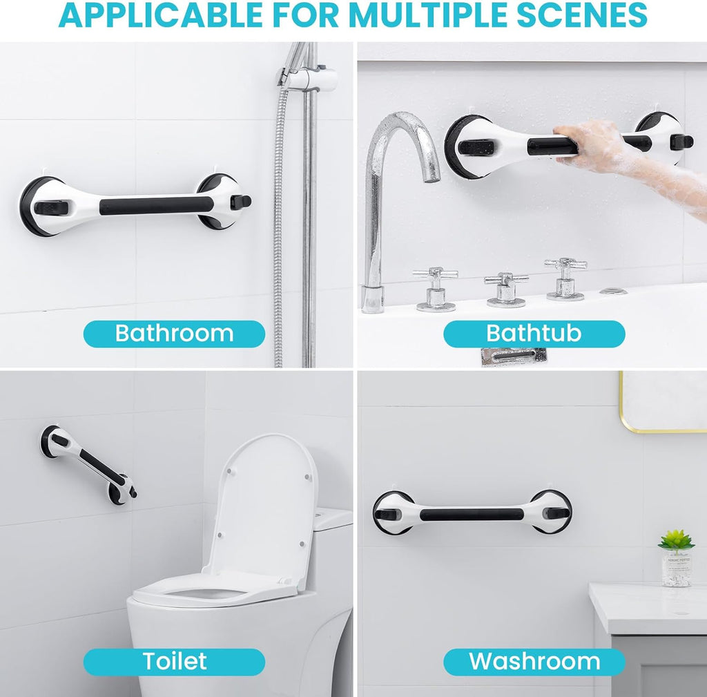 TAILI Barre d'appui de douche lot de 2 barres d'appui à ventouse pour baignoires et douches, poignée de douche robuste main courante amovible pour personnes âgées