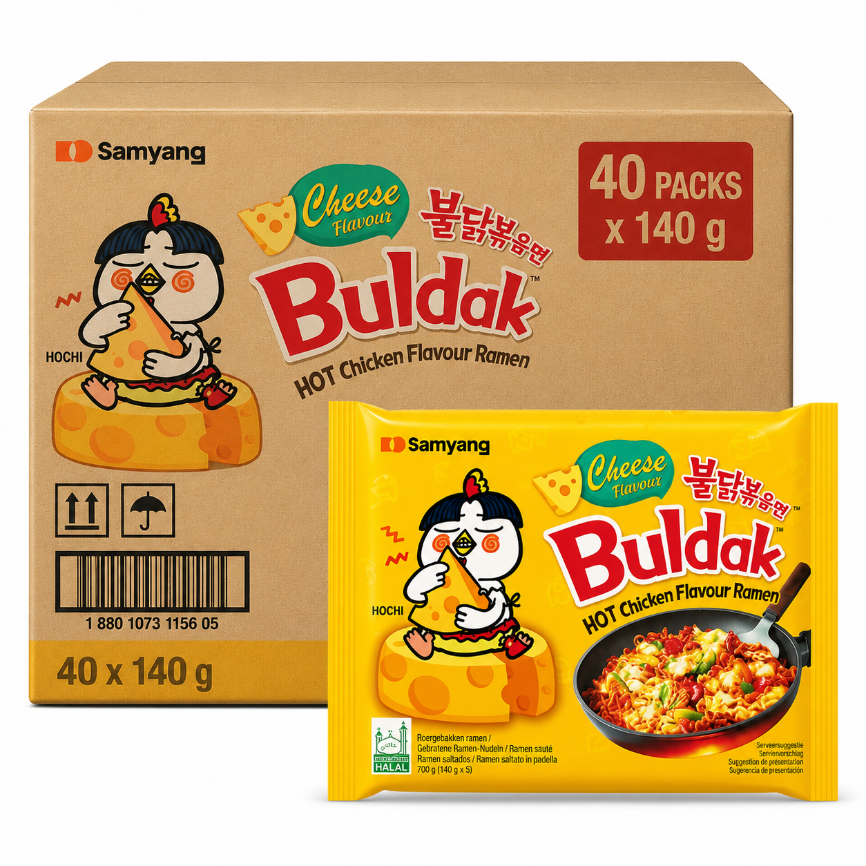 SAMYANG Buldak Nouilles instantanées saveur poulet épicé et fromage - 40 x 140 g