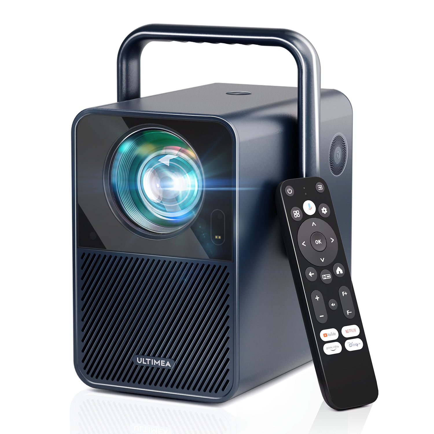 ULTIMEA Projecteur Poseidon E40 1000 lumens ANSI natif 1080P, compatible 4K, Android TV 11.0 & Netflix, mise au point automatique & correction trapézoïdale automatique 6D