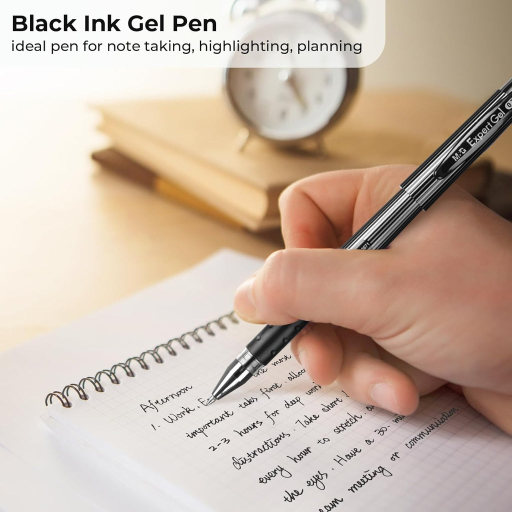 M&G ExpertGel Lot de 12 stylos gel à encre noire, pointe moyenne 0,7 mm et séchage rapide