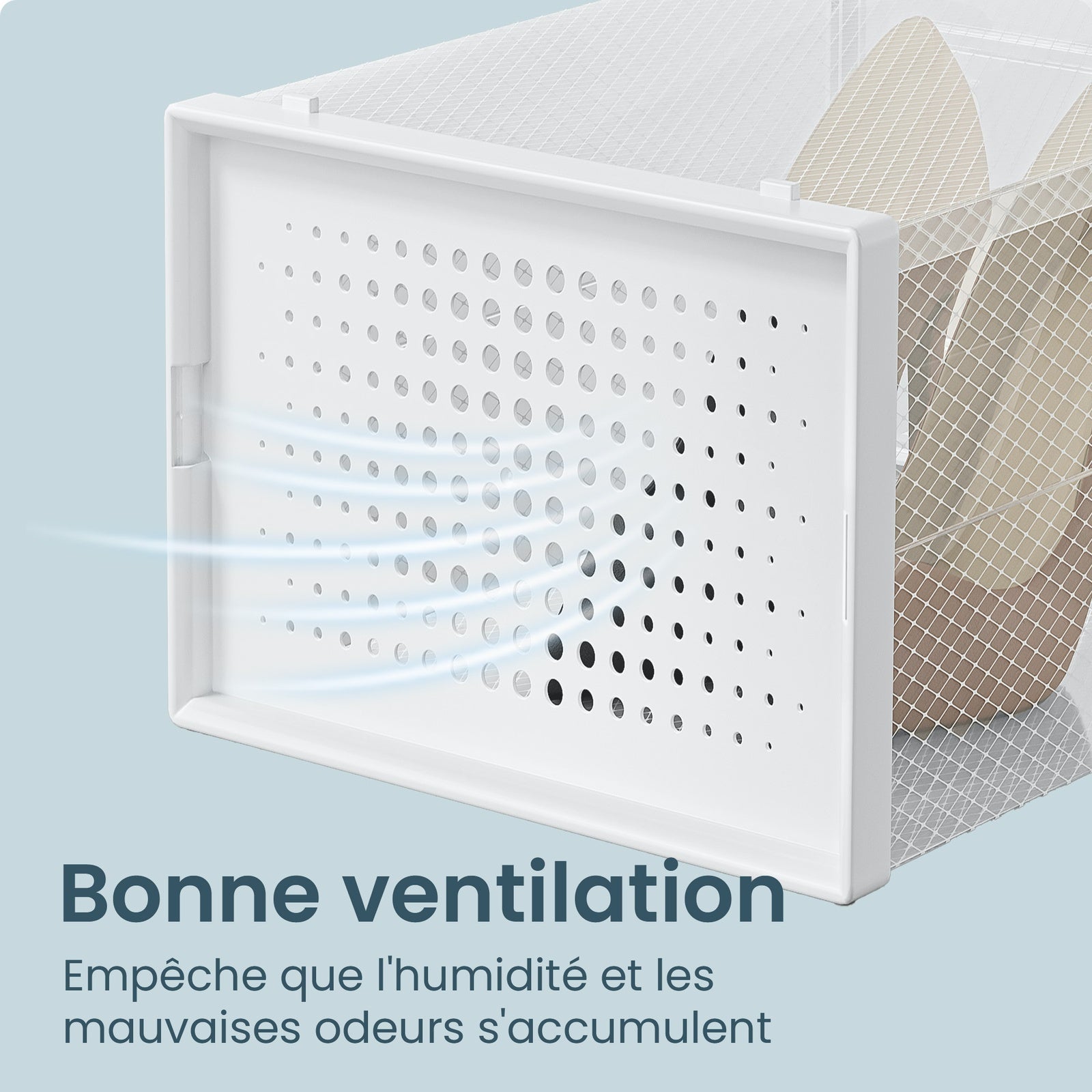 JOYFURNOS 18 Boîtes de Rangement pour Chaussures Empilables Blanc Nuage – Pliable, Convient aux Baskets jusqu'à la Taille UK 11 – Organisateurs Gain de Place pour Armoire ou Entrée