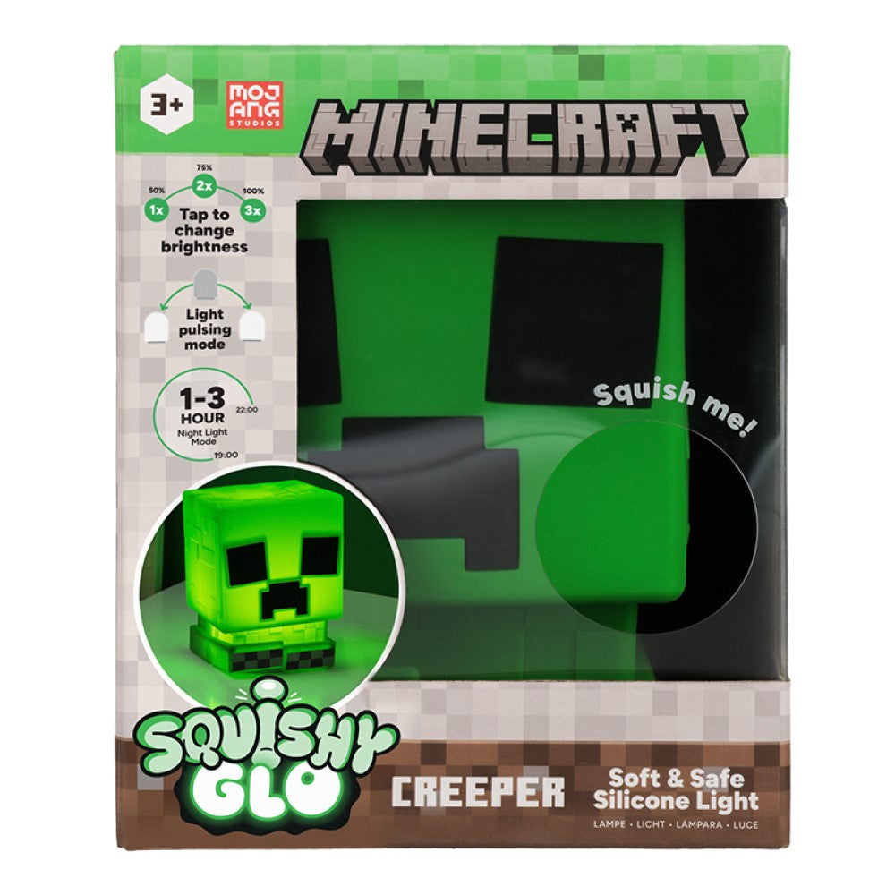 MINECRAFT Creeper SquishyGlo Lampe en Silicone Rechargeable - sous Licence Officielle - Changement de Couleur