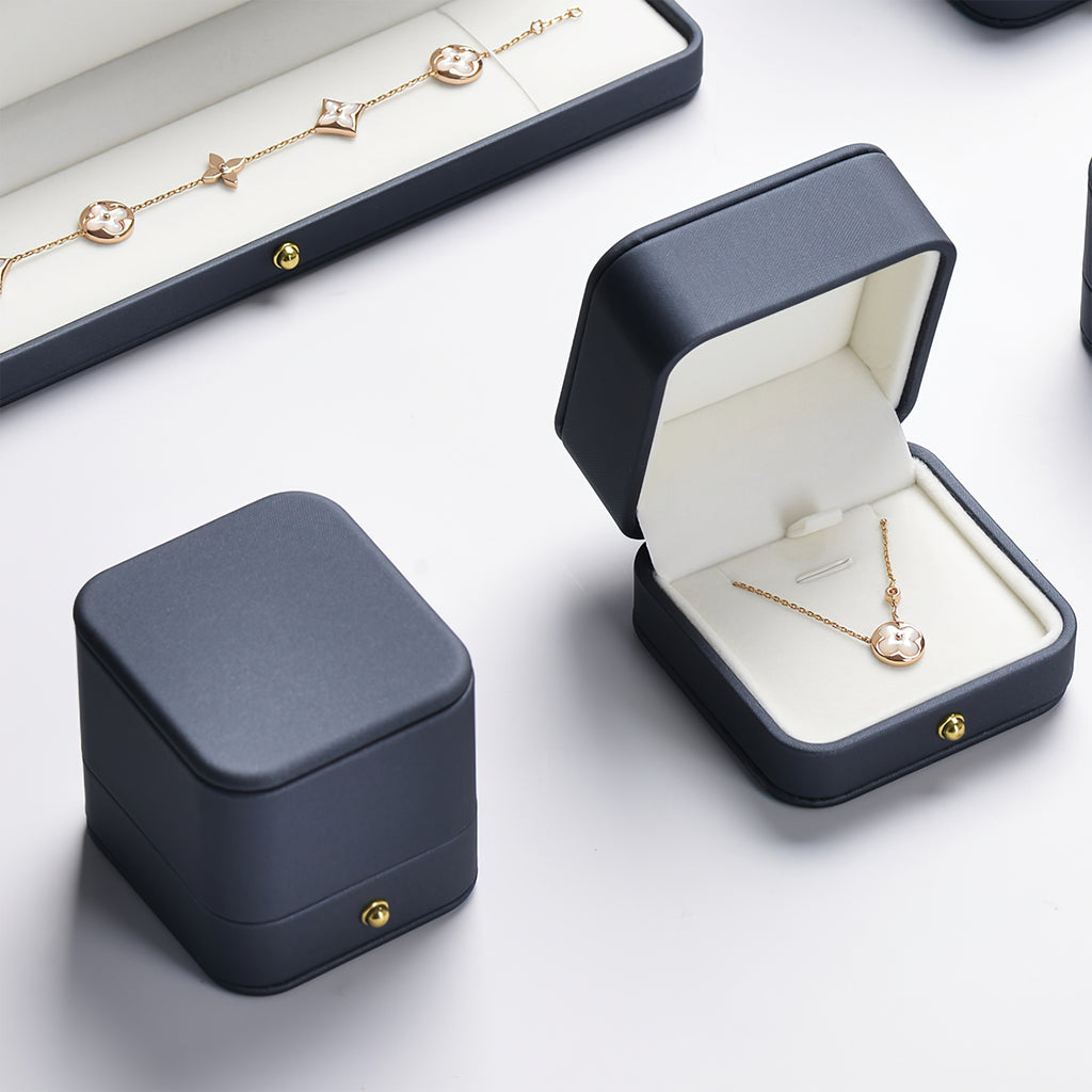 Oirlv boîte de rangement pour bague et pendentif en cuir haut de gamme bleu acier, présentation de bijoux