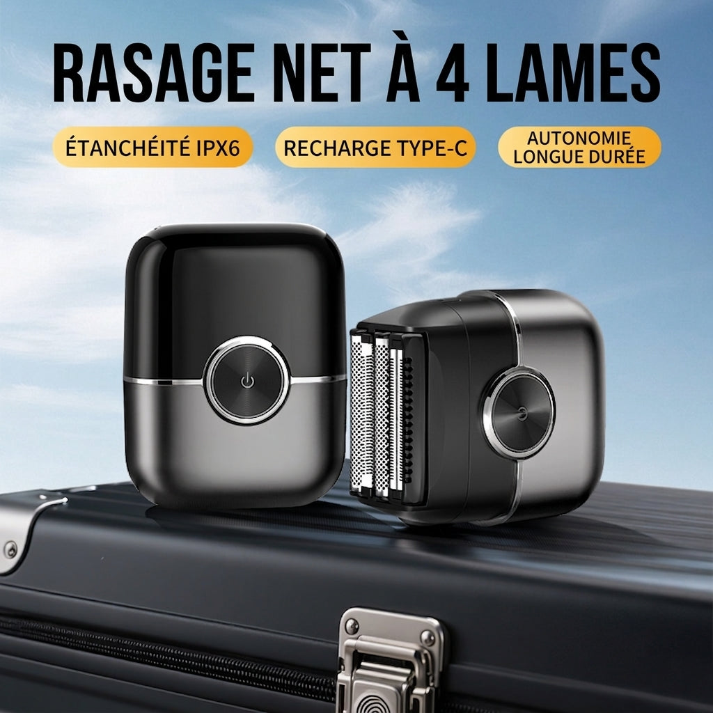 Sparoma FK-706 Rasoir Électrique Épilation Outil de Filage 4 Lames de Rasage Acier Inoxydable Longue Durée Noir