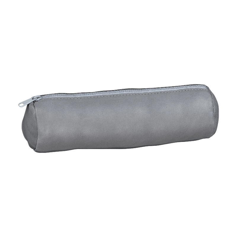 OXFORD Trousse Ronde 22x6 cm Cuir Teinté Gris