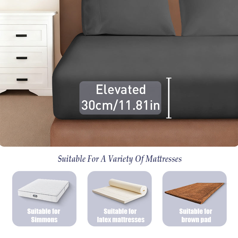 LeBonsoir Drap-housse 160 x 200 cm, hauteur de poche 30 cm, 100 % coton, bords élastiques anti-effilochage - Gris foncé