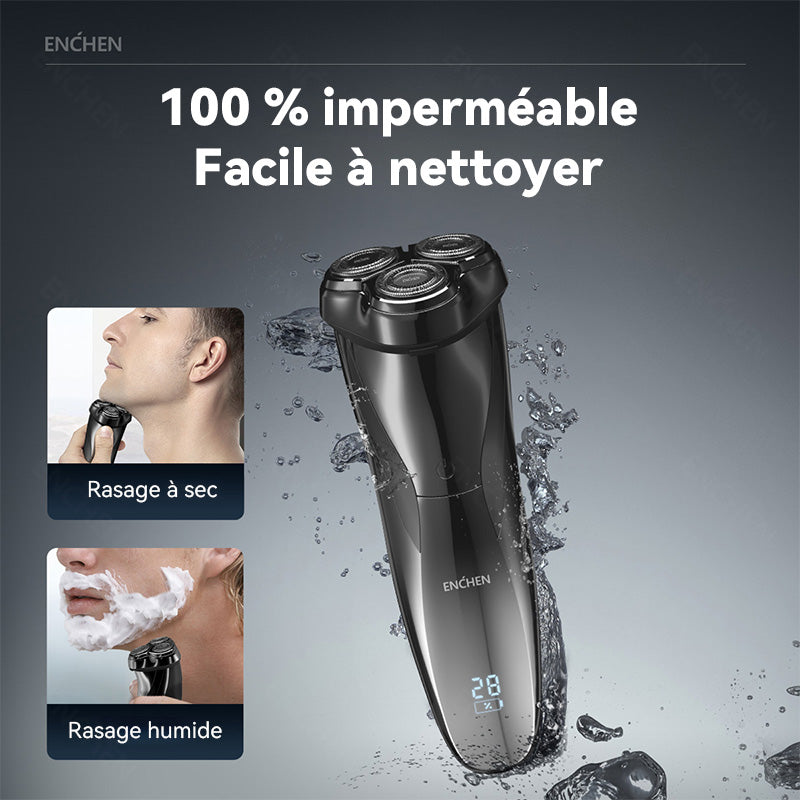 ENCHEN Blackstone 3 Rasoir électrique 3D étanche IPX7 à usage quotidien pour hommes, 1 pièce
