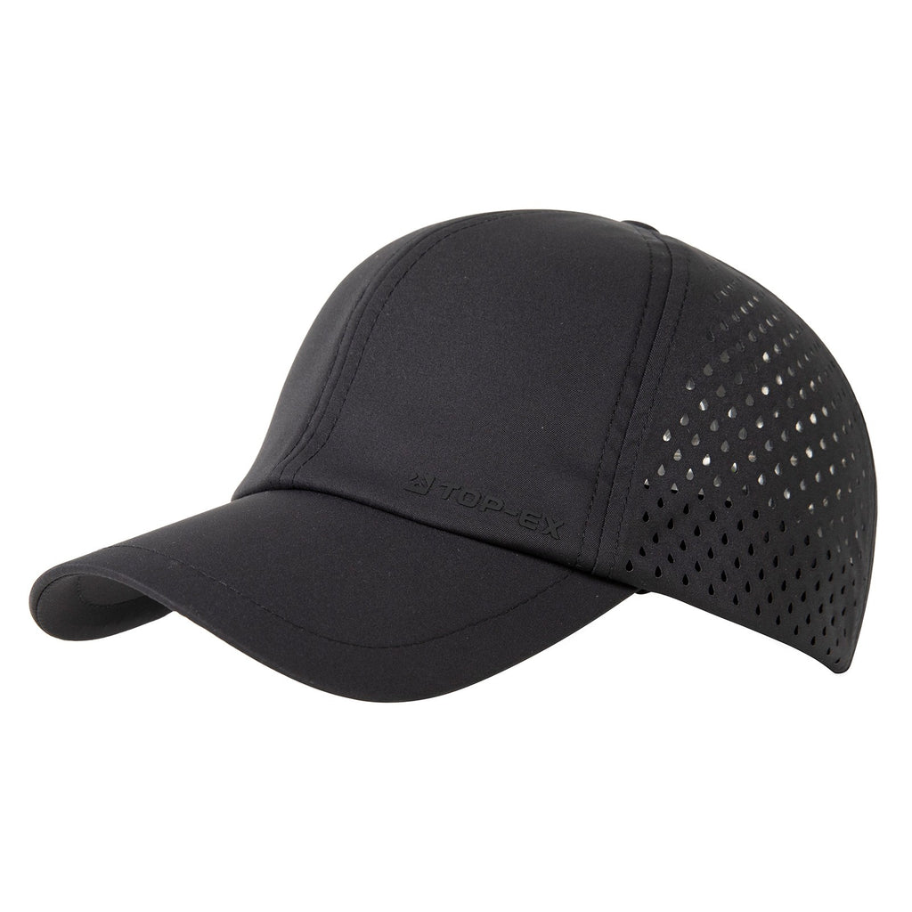 TOP-EX Casquettes de baseball non structurées de course en maille respirante, séchage rapide, bandeau anti-transpiration rafraîchissant, M/L, Noir