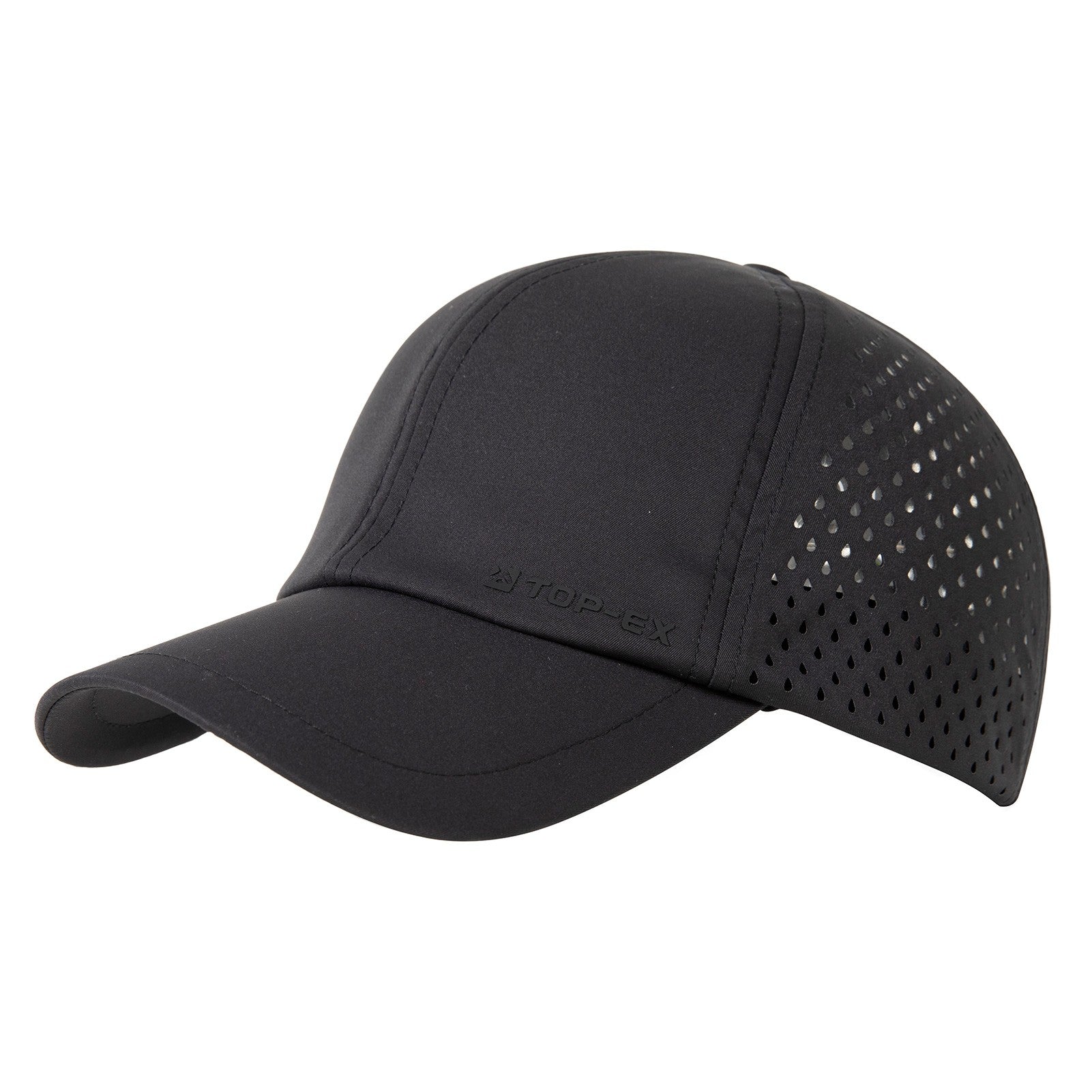 TOP-EX Casquettes de baseball non structurées de course en maille respirante, séchage rapide, bandeau anti-transpiration rafraîchissant, M/L, Noir