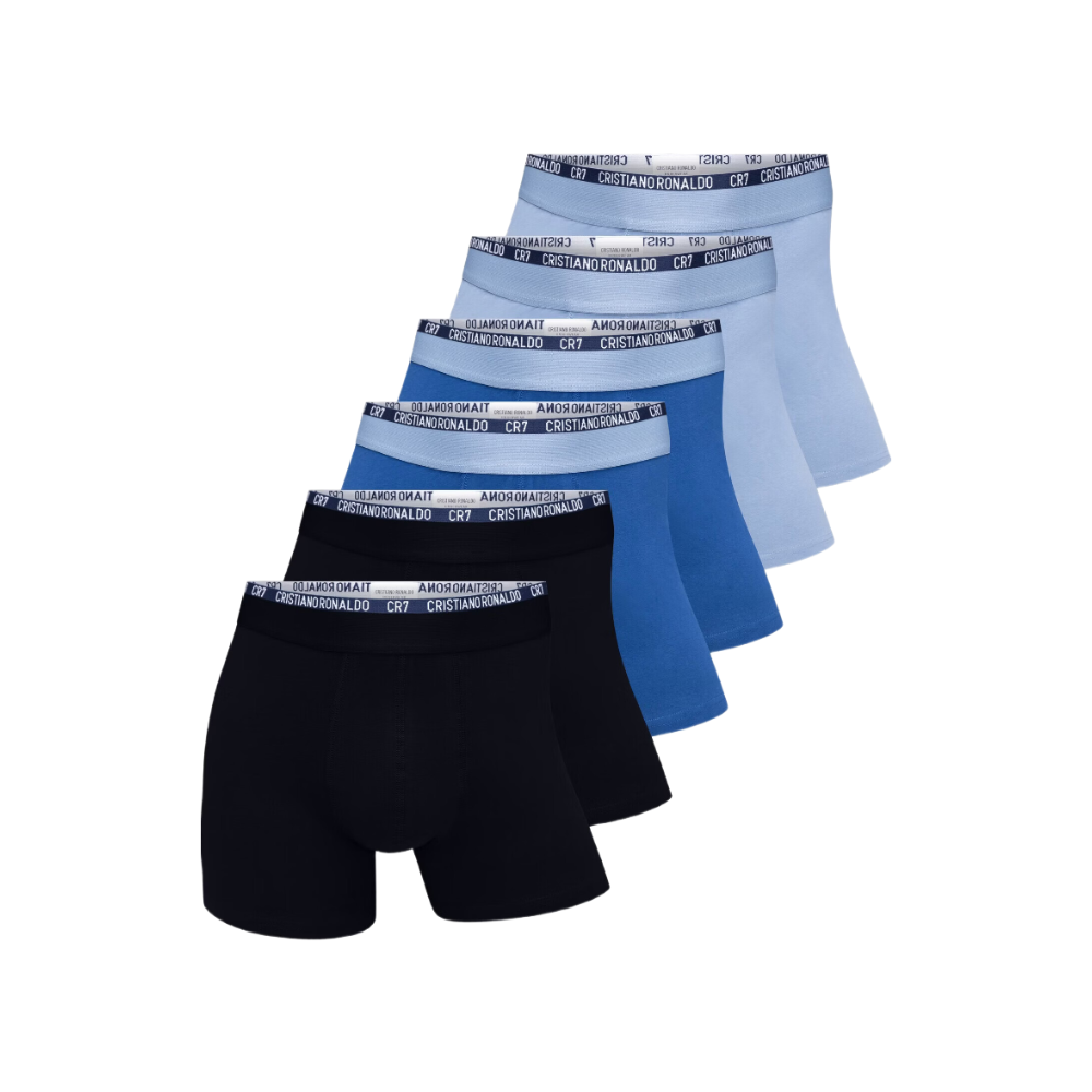 CR7 Lot de 6 Boxers Noir/Bleu/Bleu Clair