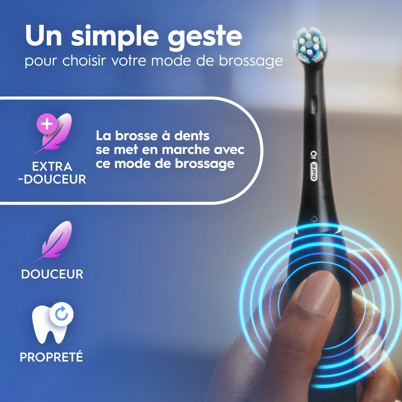 Oral-B iO2 Brosse à dents électrique bleue + têtes de brosse iO Gentle Care x6 | Pack complet de 2 ans