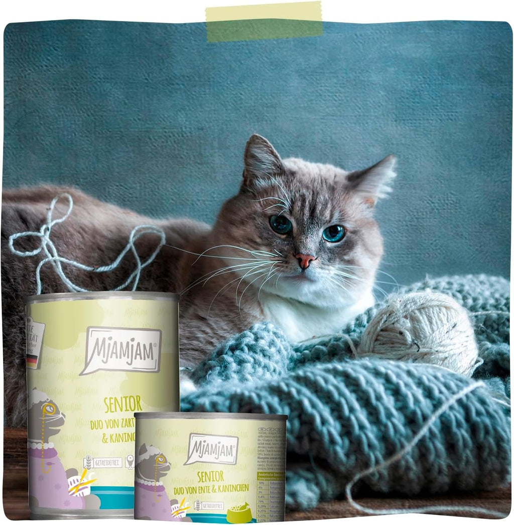 [Peut être servi frais pour l'été] MjAMjAM Senior Duo Nourriture humide pour chat lapin canard - 400 g x 6