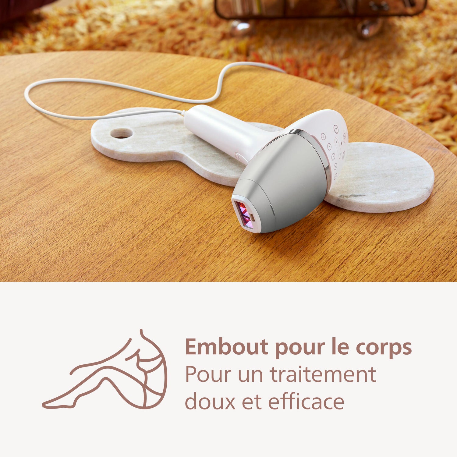 Philips Lumea Series 8000 BRI940/00 Épilateur à lumière pulsée capteur SmartSkin, 5 niveaux d'intensité, 1 accessoire intelligent corps (4,1 cm²), application Lumea IPL, sur secteur - Blanc