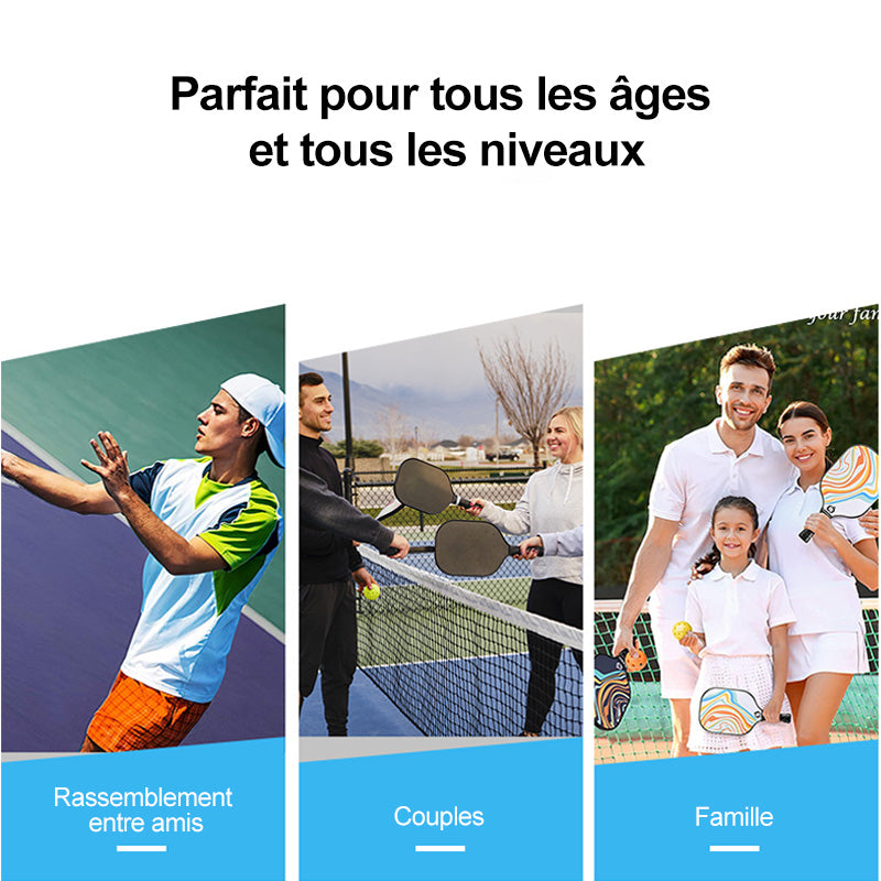 NIUPIPO MX-19 Lot de 2 paddles de pickleball en fibres de verre et noyau en polypropylène à alvéoles certifié USAPA